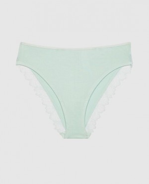 La Senza Bikini Panty Women Underwear White Green | 32Ux34cM