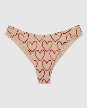 La Senza High Leg Cheeky Panty Women Underwear Foiled Hearts Rosetan | E5NCI8j2