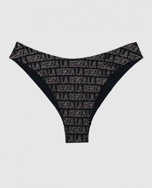 La Senza High Leg Cheeky Panty Women Underwear Black | uaFvwBHW