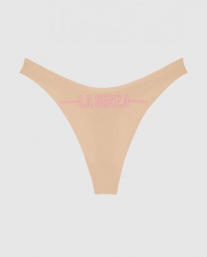 La Senza High Leg Thong Panty Women Underwear Pink | QT5UNiNX