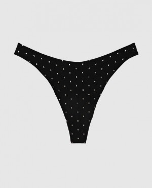 La Senza High Leg Thong Panty Women Underwear Black | juGJ7GAY