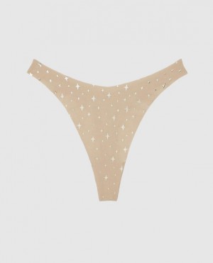 La Senza High Leg Thong Panty Women Underwear Stardust Sparkle Rosetan | U6v2okW8