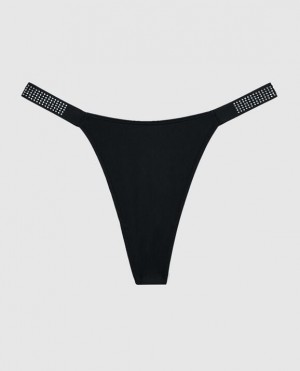 La Senza High Leg Thong Panty Women Underwear Black | zMPAOdPz