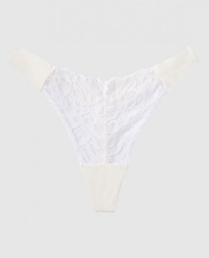 La Senza High Leg Thong Panty Women Underwear Cream | HZ0an723