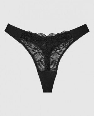 La Senza High Leg Thong Panty Women Underwear Black | ZTWqmiUo