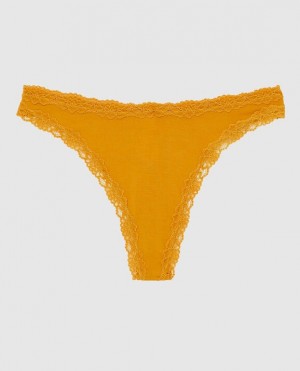 La Senza High Leg Thong Panty Women Underwear Limonite | KauXhqtL