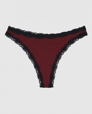 La Senza High Leg Thong Panty Women Underwear Red Burgundy | pLcYIT4M