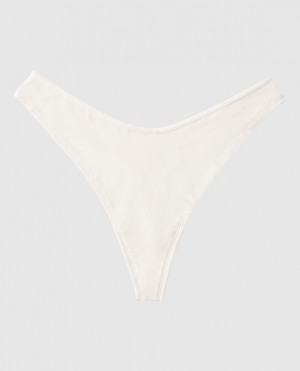 La Senza High Leg Thong Panty Women Underwear Cream | HNdJ3gy1