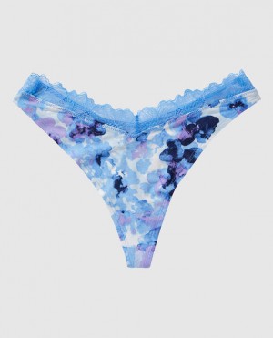 La Senza High Leg Thong Panty Women Underwear Blue | FcbcJYrP