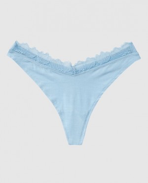 La Senza High Leg Thong Panty Women Underwear Blue | UHfzjBiw