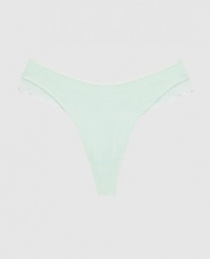 La Senza High Leg Thong Panty Women Underwear White Green | Iq6jjExb