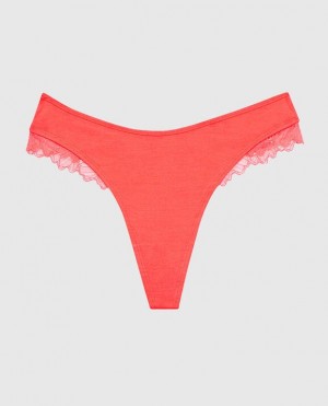 La Senza High Leg Thong Panty Women Underwear Red | E67xVi4c