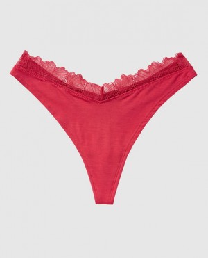 La Senza High Leg Thong Panty Women Underwear Sweet Raspberry | sbsjgV1o