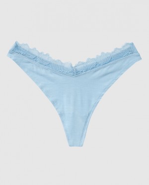 La Senza High Leg Thong Panty Women Underwear Blue | uMMMiTMz