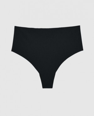 La Senza High Waist Thong Panty Women Underwear Black | RG1CvIuG