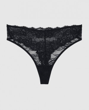 La Senza High Waist Thong Panty Women Underwear Black | cNqVOE33