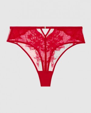 La Senza High Waist Thong Panty Women Underwear Red | nif4dcXn