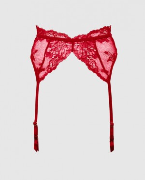 La Senza Lace Garter Panty Women Lingerie Red | ttDORH5e