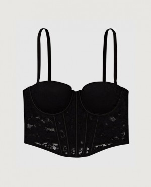 La Senza Lightly Lined Strapless Bra Top Women Lingerie Black | FZvxlQa1