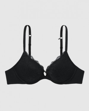 La Senza Push Up Plunge Women Bras Black | cBV2aaYC