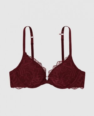 La Senza Push Up Plunge Women Bras Red Burgundy | jZfHccT7