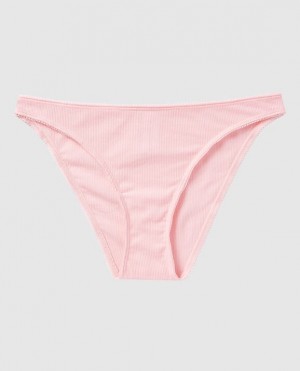 La Senza Ribbed Bikini Panty Women Underwear Pink | RX8FnUHb