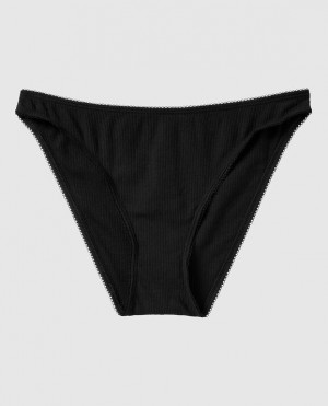 La Senza Ribbed Bikini Panty Women Underwear Black | nPbaXxQ4