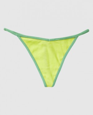 La Senza Ribbed G-String Panty Women Underwear Green | zHn39A6l