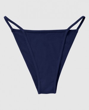 La Senza Ribbed Mini Cheeky Panty Women Underwear Navy | vwik8eMQ