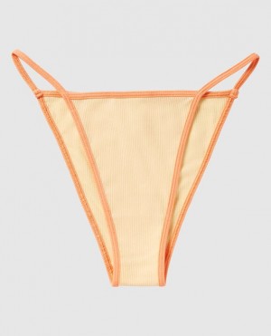 La Senza Ribbed Mini Cheeky Panty Women Underwear Light Yellow | HcaqxdSY