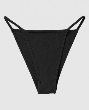 La Senza Ribbed Mini Cheeky Panty Women Underwear Black | NvFuVmk7