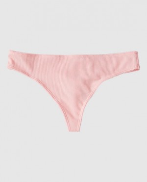 La Senza Ribbed Thong Panty Women Underwear Pink | 505OhtPs