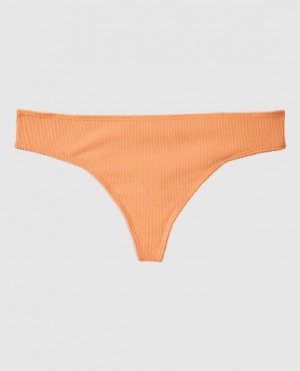 La Senza Ribbed Thong Panty Women Underwear Orange Cream | VZlQb9Xe