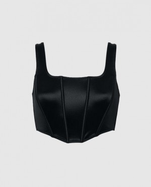 La Senza Satin Top Women Bras Black | PCN6fjkA