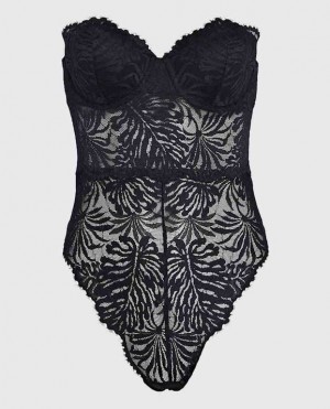 La Senza Strapless Lace Bodysuit Women Lingerie Black | zT6j5vlO