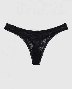 La Senza Thong Panty Women Underwear Black | XZCok0ce