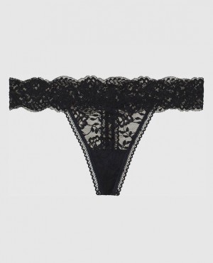 La Senza Thong Panty Women Underwear Black | PlufNUhf