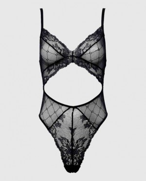 La Senza Unlined Lace Bodysuit Women Lingerie Black | gdAUr40B