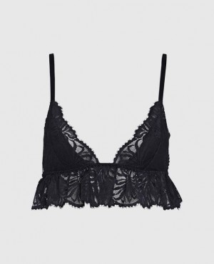 La Senza Unlined Lace Bralette Women Lingerie Black | PDtMQ2Je