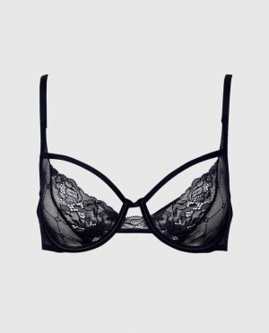 La Senza Unlined Lace Women Bras Black | 1Qa6waOE