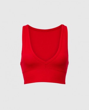 La Senza Waffle Crop Women Sleepwear Red | bIYKn40f