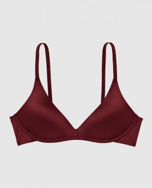 La Senza Wireless Light Push Up Women Bras Red Burgundy | fKmabLqA