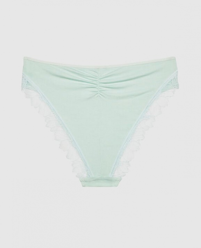 La Senza Bikini Panty Women Underwear White Green | 32Ux34cM