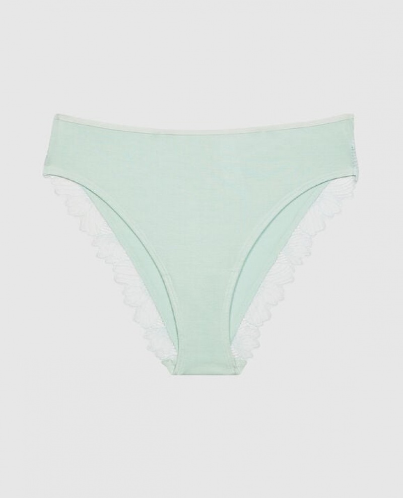 La Senza Bikini Panty Women Underwear White Green | 32Ux34cM