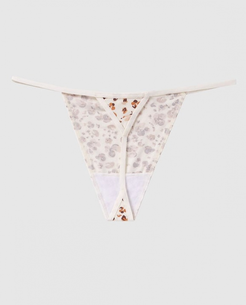 La Senza G-String Panty Women Underwear Cream Leopard | 4htxsBO6