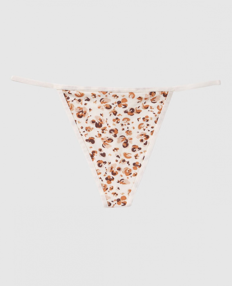 La Senza G-String Panty Women Underwear Cream Leopard | 4htxsBO6