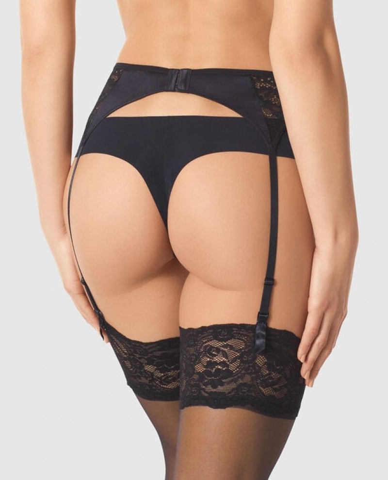 La Senza Garter with Lace Women Lingerie Black | Euvy7p4z