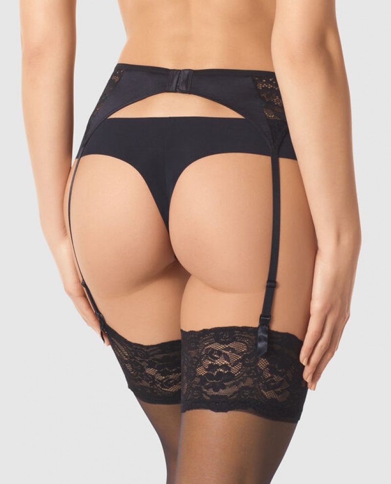 La Senza Garter with Lace Women Underwear Black | mxszi18i