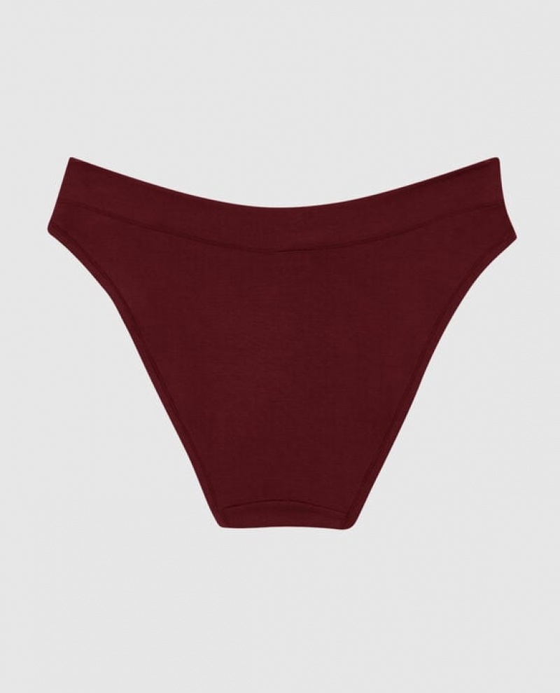 La Senza High Leg Bikini Panty Women Underwear Red Burgundy | kzUt9HTL