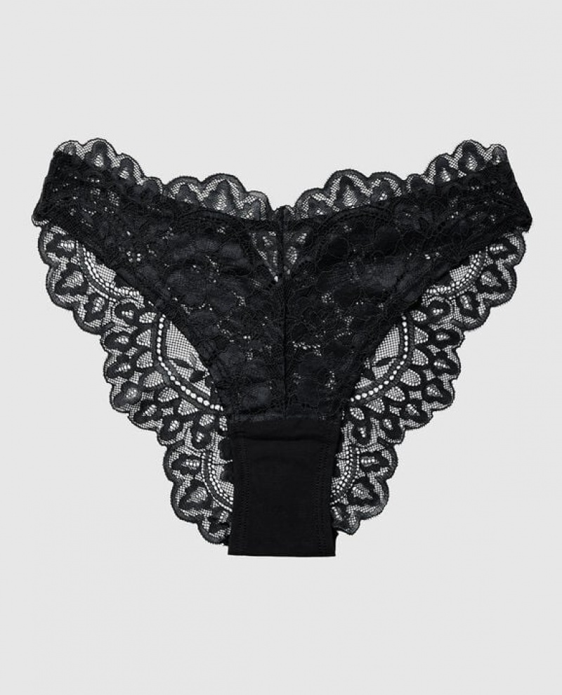 La Senza High Leg Cheeky Panty Women Underwear Black | htYhoeQV